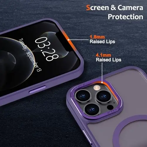 Anuck Case for iPhone 12 Pro Max Case Magnetic Phone Case Compatible with MagSafe, Soft TPU Bumper Hard Translucent Matte Back Slim Fit Shockproof Protective Cover for Men Women Girls - Dark Purple - 3