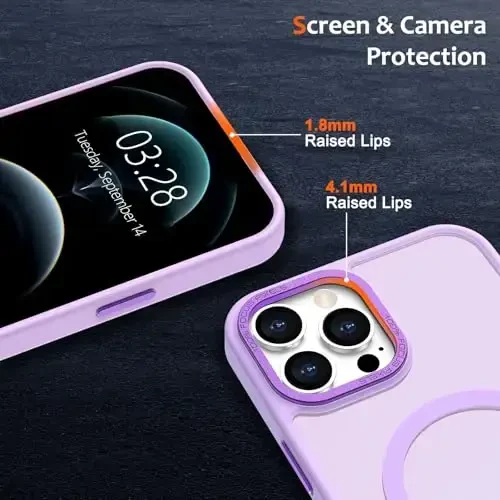 Anuck Case for iPhone 12 Pro Max Case Magnetic Phone Case Compatible with MagSafe, Soft TPU Bumper Hard Translucent Matte Back Slim Fit Shockproof Protective Cover for Men Women Girls - Light Purple - 3