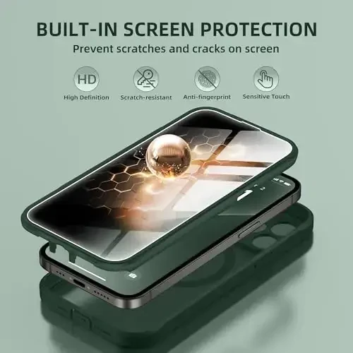 BERFY for iPhone 12 Pro Max Case, Compatible with MagSafe, Built-in Privacy Screen Protector and Camera Protection, Anti-Spy Full Body Shockproof Matte Phone Case for 12 Pro Max 6.7
