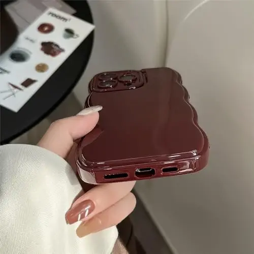 FABSPARK for iPhone 12 Pro Max Case, Soft Wave Design Wavy Frame,Wine Red | Simple Wave Design Wavy Frame Soft Silicone Aesthetic Case for iPhone 12 Pro Max,Wine Red - 5