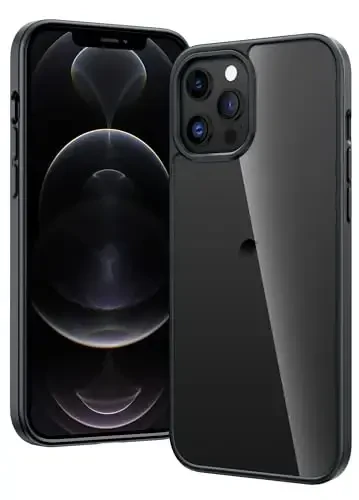 FNTCASE for iPhone 12 Pro-Max Case: Clear Phone Cases Compatible with Magsafe Slim Anti Yellowing Military Grade Drop Protection Rugged Shockproof Protective Transparent Cell Cover (D-Black) 
