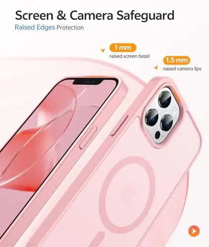 FNTCASE for iPhone 12 Pro Max Case: [Compatible with Magsafe] Translucent Matte Magnetic Phone Cover - Military Grade Drop Protection Shockproof Protective Cases - Light Pink - 6