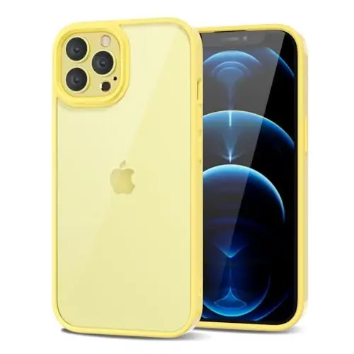 LoeoeL for iPhone 12 Pro Max Case Clear, Transparent Hybrid 12 Pro Max Phone Case [Hard Plastic & Soft Silicone Bumper] Acrylic Non Yellowing Thin Slim Protective Cover for Women, Yellow - 14