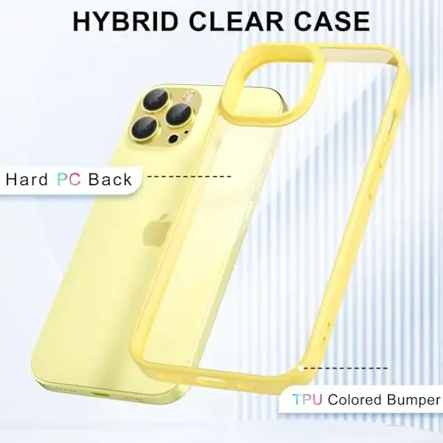 LoeoeL for iPhone 12 Pro Max Case Clear, Transparent Hybrid 12 Pro Max Phone Case [Hard Plastic & Soft Silicone Bumper] Acrylic Non Yellowing Thin Slim Protective Cover for Women, Yellow - 12