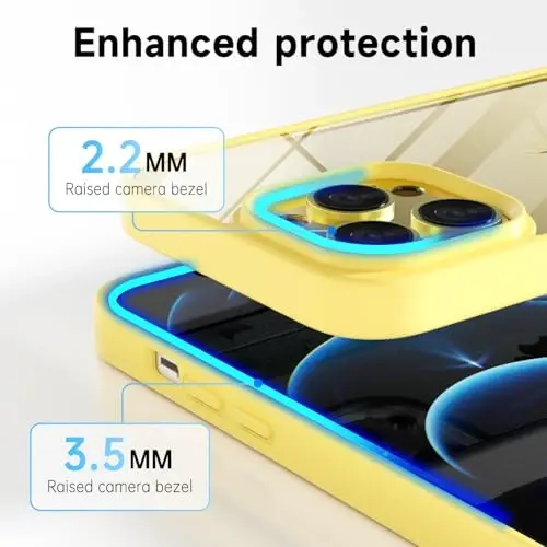 LoeoeL for iPhone 12 Pro Max Case Clear, Transparent Hybrid 12 Pro Max Phone Case [Hard Plastic & Soft Silicone Bumper] Acrylic Non Yellowing Thin Slim Protective Cover for Women, Yellow - 5