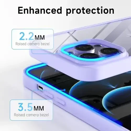 LoeoeL for iPhone 12 Pro Max Case Clear, Transparent Hybrid 12 Pro Max Phone Case [Hard Plastic & Soft Silicone Bumper] Acrylic Non Yellowing Thin Slim Protective Cover for Women, Purple Lavender - 5