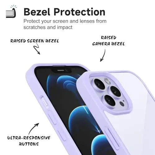 iPhone 12 Pro Max için LoeoeL Kılıfı Şeffaf, Transparan Hibrit 12 Pro Max Telefon Kılıfı [Sert Plastik ve Yumuşak Silikon Tampon] Akrilik Sararmayan İnce Koruyucu Kapak Kadınlar için, Mor Lavanta - 4