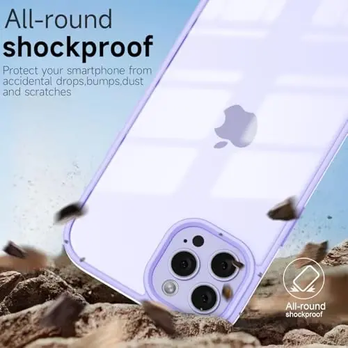 iPhone 12 Pro Max için LoeoeL Kılıfı Şeffaf, Transparan Hibrit 12 Pro Max Telefon Kılıfı [Sert Plastik ve Yumuşak Silikon Tampon] Akrilik Sararmayan İnce Koruyucu Kapak Kadınlar için, Mor Lavanta - 6