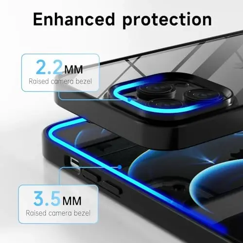 LoeoeL for iPhone 12 Pro Max Case Clear, Transparent Hybrid 12 Pro Max Phone Case [Hard Plastic & Soft Silicone Bumper] Acrylic Non Yellowing Thin Slim Protective Cover for Women, Black - 5