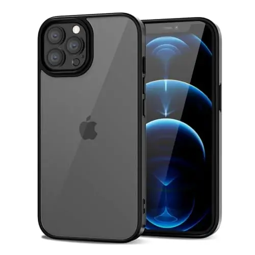 iPhone 12 Pro Max için LoeoeL Kılıfı Şeffaf, Transparan Hibrit 12 Pro Max Telefon Kılıfı [Sert Plastik & Yumuşak Silikon Tampon] Akrilik Sararmayan İnce Koruyucu Kadın Kılıfı, Siyah 