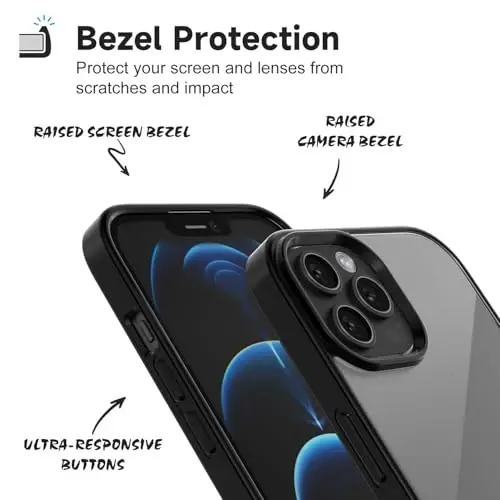 iPhone 12 Pro Max için LoeoeL Kılıfı Şeffaf, Transparan Hibrit 12 Pro Max Telefon Kılıfı [Sert Plastik & Yumuşak Silikon Tampon] Akrilik Sararmayan İnce Koruyucu Kadın Kılıfı, Siyah - 4