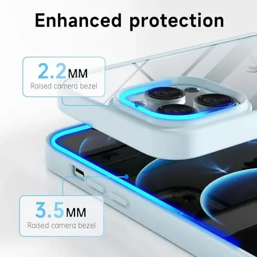 LoeoeL for iPhone 12 Pro Max Case Clear, Transparent Hybrid 12 Pro Max Phone Case [Hard Plastic & Soft Silicone Bumper] Acrylic Non Yellowing Thin Slim Protective Cover for Women, Light Blue - 5