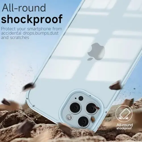 iPhone 12 Pro Max için LoeoeL Kılıfı Şeffaf, Transparan Hibrit 12 Pro Max Telefon Kılıfı [Sert Plastik & Yumuşak Silikon Tampon] Akrilik Sararmayan İnce Koruyucu Kılıf Kadınlar için, Açık Mavi - 6