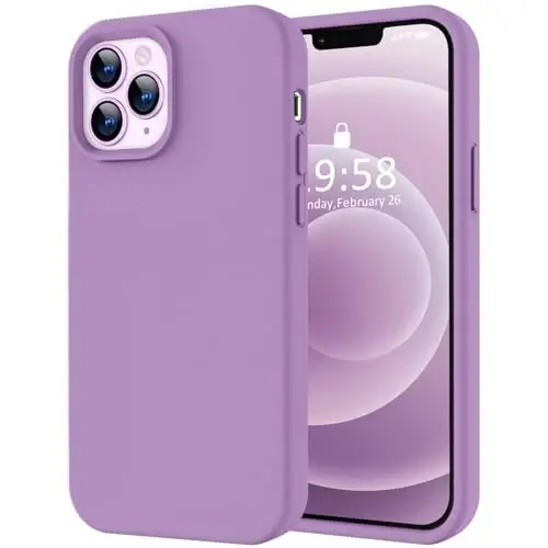 LOVE 3000 Compatible with iPhone 12 Pro Max Case | Thickening Liquid Silicone | Anti-Scratch Microfiber Lining | Full-Body Duty Heavy Protection Case for iPhone 12 Pro Max Women Girls, Lavender Purple - 1