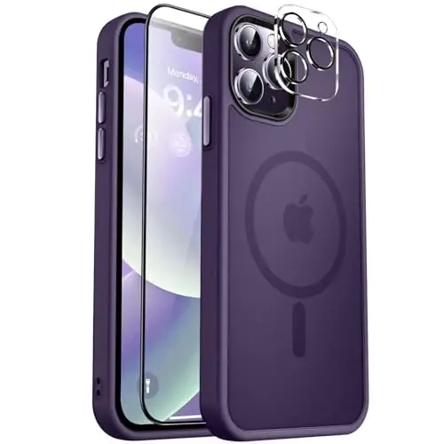 iPhone 12 Pro Max için MOCCA Güçlü Manyetik Kılıf, [Magsafe ile Uyumlu] [Cam Ekran Koruyucu+Kamera Lensi Koruyucu] İnce Darbeye Dayanıklı Telefon Kılıfı, iPhone 12 Pro Max 6.7