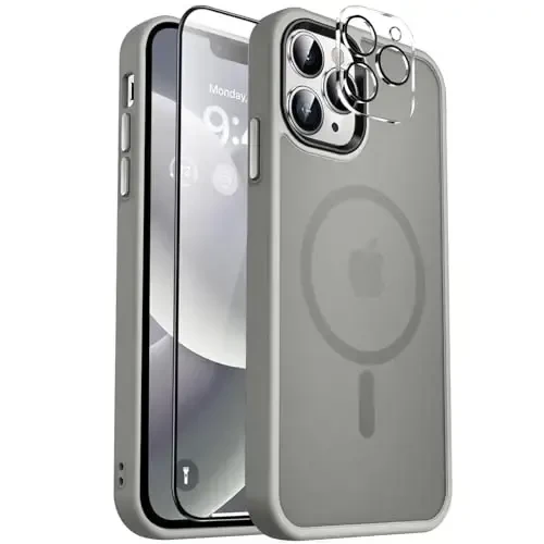 MOCCA Strong Magnetic for iPhone 12 Pro Max Case,[Compatible with Magsafe][Glass Screen Protector+Camera Lens Protector] Slim Thin Shockproof Cover Phone Case for iPhone 12 Pro Max 6.7