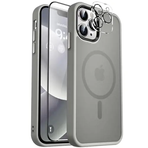 MOCCA Strong Magnetic for iPhone 12 Pro Max Case,[Compatible with Magsafe][Glass Screen Protector+Camera Lens Protector] Slim Thin Shockproof Cover Phone Case for iPhone 12 Pro Max 6.7