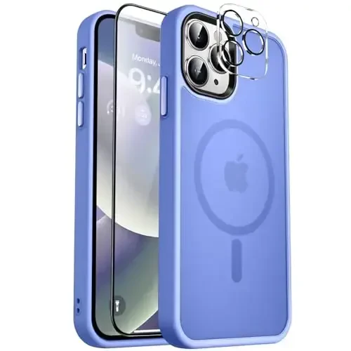 MOCCA Strong Magnetic for iPhone 12 Pro Max Case,[Compatible with Magsafe][Glass Screen Protector+Camera Lens Protector] Slim Thin Shockproof Cover Phone Case for iPhone 12 Pro Max 6.7