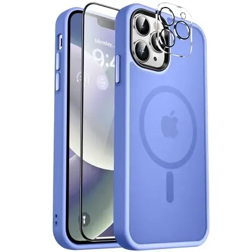 MOCCA Strong Magnetic for iPhone 12 Pro Max Case,[Compatible with Magsafe][Glass Screen Protector+Camera Lens Protector] Slim Thin Shockproof Cover Phone Case for iPhone 12 Pro Max 6.7