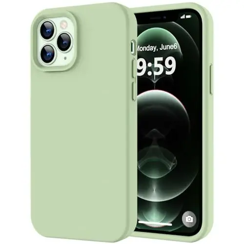 LOVE 3000 Compatible with iPhone 12 Pro Max Phone Case | Thickening Liquid Silicone | Anti-Scratch Microfiber Lining | Full-Body Duty Heavy Protection Case for iPhone 12 Pro Max Women Girls, Matcha - 1