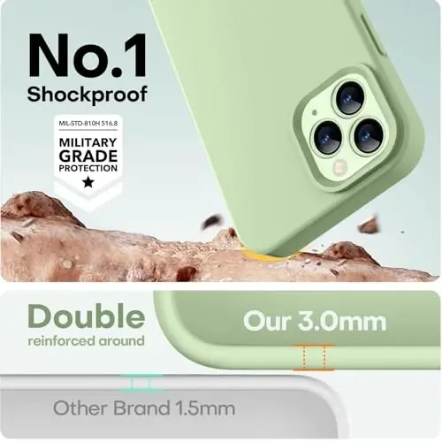 LOVE 3000 Compatible with iPhone 12 Pro Max Phone Case | Thickening Liquid Silicone | Anti-Scratch Microfiber Lining | Full-Body Duty Heavy Protection Case for iPhone 12 Pro Max Women Girls, Matcha - 4