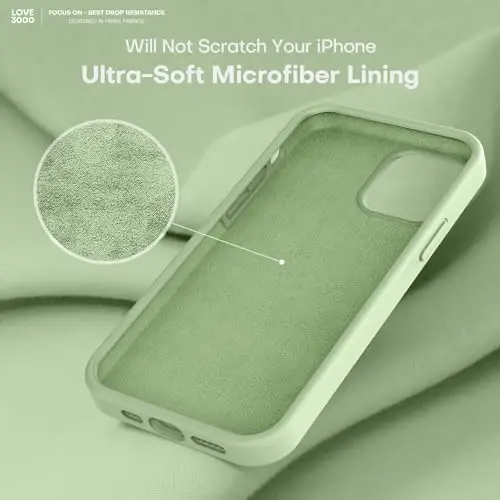LOVE 3000 Compatible with iPhone 12 Pro Max Phone Case | Thickening Liquid Silicone | Anti-Scratch Microfiber Lining | Full-Body Duty Heavy Protection Case for iPhone 12 Pro Max Women Girls, Matcha - 5