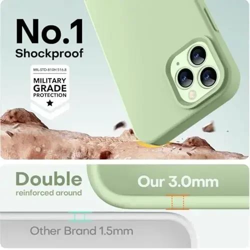 LOVE 3000 Compatible with iPhone 12 Pro Max Phone Case | Thickening Liquid Silicone | Anti-Scratch Microfiber Lining | Full-Body Duty Heavy Protection Case for iPhone 12 Pro Max Women Girls, Matcha - 4