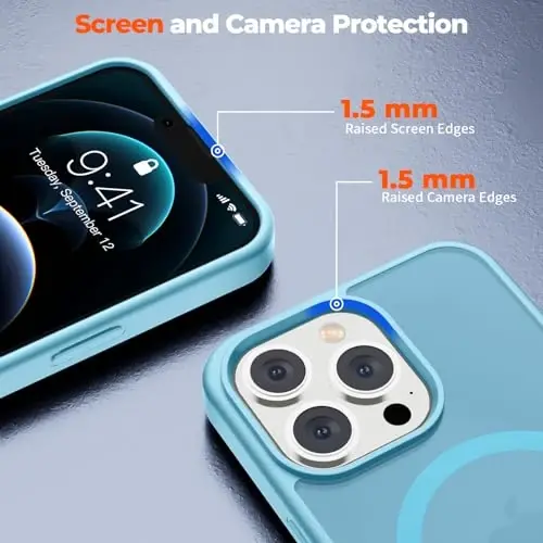 zapica Magnetic for iPhone 12 Pro Max Case, Light Blue | Compatible with MagSafe, Military Grade Drop Protection, Translucent Matte Anti-Scratch Phone Cover - 5