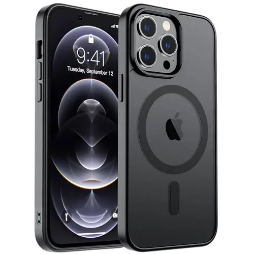 zapica Magnetic for iPhone 12 Pro Max Case, [Compatible with MagSafe] [Military Grade Drop Protection] Translucent Matte Shockproof Anti-Scratch Phone Case, Black - 1
