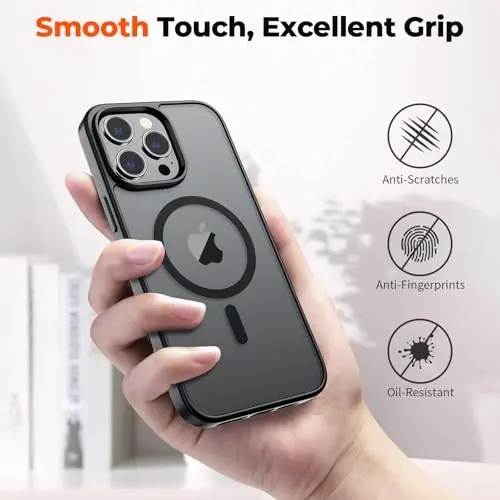 zapica Magnetic for iPhone 12 Pro Max Case, [Compatible with MagSafe] [Military Grade Drop Protection] Translucent Matte Shockproof Anti-Scratch Phone Case, Black - 6