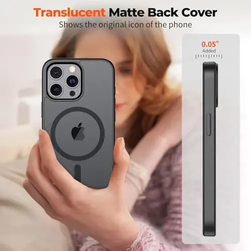 zapica Magnetic for iPhone 12 Pro Max Case, [Compatible with MagSafe] [Military Grade Drop Protection] Translucent Matte Shockproof Anti-Scratch Phone Case, Black - 7