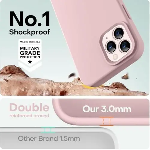 LOVE 3000 Compatible with iPhone 12 Pro Max Phone Case | Thickening Liquid Silicone | Anti-Scratch Microfiber Lining | Full-Body Duty Heavy Protection Case for iPhone 12 Pro Max Holsters, Pink Sand - 4
