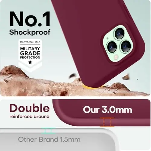 LOVE 3000 Compatible with iPhone 12 Pro Max Phone Case | Thickening Liquid Silicone | Anti-Scratch Microfiber Lining | Full-Body Duty Heavy Protection Case for iPhone 12 Pro Max Women Girls, WineRed - 4
