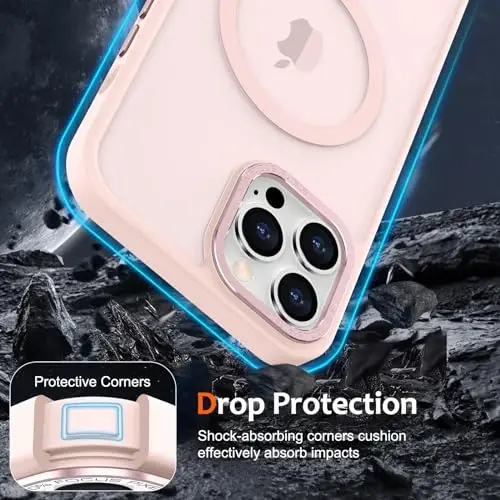 Anuck Case for iPhone 12 Pro Max Case Magnetic Phone Case Compatible with MagSafe, Soft TPU Bumper Hard Translucent Matte Back Slim Fit Shockproof Protective Cover for Men Women Girls - Pink - 4