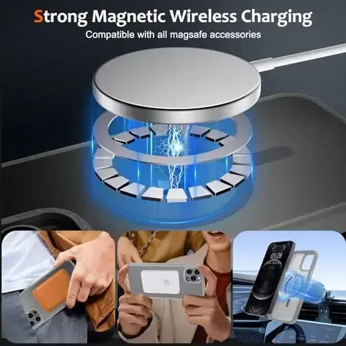 Anuck Case for iPhone 12 Pro Max Case Magnetic Phone Case Compatible with MagSafe, Soft TPU Bumper Hard Translucent Matte Back Slim Fit Shockproof Protective Cover for Men Women Girls - Gray - 7