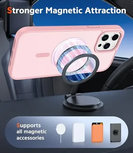 iPhone 12 Pro-Max Kılıfı için FNTCASE: Magsafe ile Uyumlu Mat Manyetik Telefon Kılıfları, İnce, Sararmaya Karşı Dayanıklı, Askeri Sınıf Düşme Korumalı, Sağlam Koruyucu Yarı Saydam Cep Telefonu Kapağı (C-Pembe) - 4