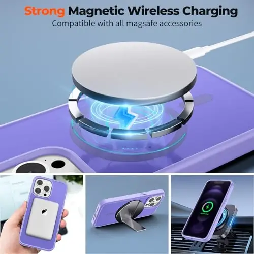 zapica Magnetic for iPhone 12 Pro Max Case, [Compatible with MagSafe] [Military Grade Drop Protection] Translucent Matte Shockproof Anti-Scratch Phone Case, Light Purple - 3