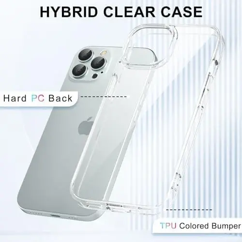 iPhone 12 Pro Max Kılıfı Şeffaf, Transparan Hibrit 12 Pro Max Telefon Kılıfı [Sert Plastik & Yumuşak Silikon Tampon] Akrilik Sararmayan İnce Koruyucu Kadınlar için Kılıf, Kristal Berraklığında - 3