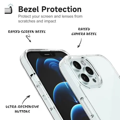 iPhone 12 Pro Max Kılıfı Şeffaf, Transparan Hibrit 12 Pro Max Telefon Kılıfı [Sert Plastik & Yumuşak Silikon Tampon] Akrilik Sararmayan İnce Koruyucu Kadınlar için Kılıf, Kristal Berraklığında - 4