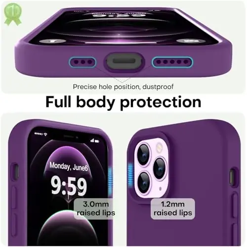 LOVE 3000 Compatible with iPhone 12 Pro Max Phone Case | Thickening 2.1 MM Liquid Silicone | Anti-Scratch Microfiber Lining | Full-Body Duty Heavy Protection Case for Men, Grape - 3