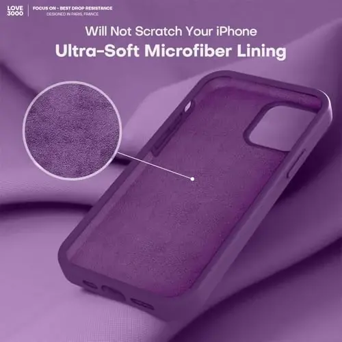 LOVE 3000 Compatible with iPhone 12 Pro Max Phone Case | Thickening 2.1 MM Liquid Silicone | Anti-Scratch Microfiber Lining | Full-Body Duty Heavy Protection Case for Men, Grape - 5