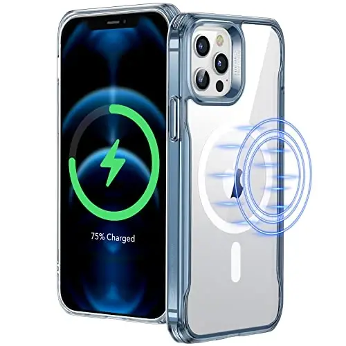 iPhone 12 Pro Max uchun ESR g'ilofi, MagSafe bilan mos, chizilishga chidamli orqa qismi, sirpanmaydigan himoya romi, iPhone 12 Pro Max uchun magnitli telefon g'ilofi, Sidekick Hybrid Case (HaloLock), ko'k - 1
