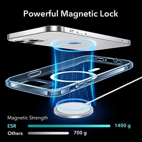 iPhone 12 Pro Max uchun ESR g'ilofi, MagSafe bilan mos, chizilishga chidamli orqa qismi, sirpanmaydigan himoya romi, iPhone 12 Pro Max uchun magnitli telefon g'ilofi, Sidekick Hybrid Case (HaloLock), ko'k - 3