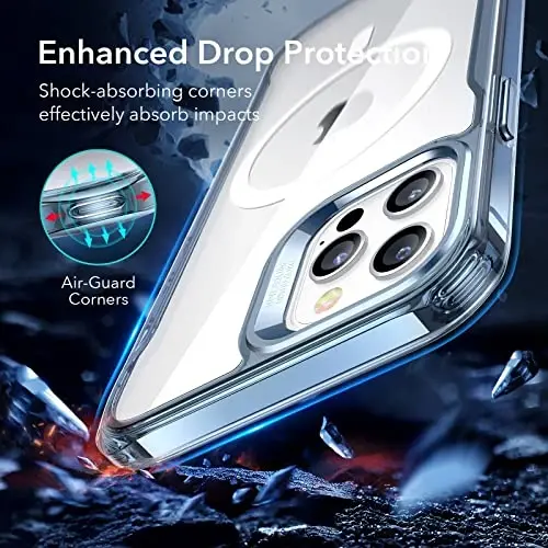 iPhone 12 Pro Max uchun ESR g'ilofi, MagSafe bilan mos, chizilishga chidamli orqa qismi, sirpanmaydigan himoya romi, iPhone 12 Pro Max uchun magnitli telefon g'ilofi, Sidekick Hybrid Case (HaloLock), ko'k - 4
