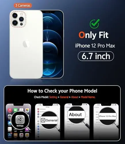 iPhone 12 Pro-Max uchun FNTCASE g'ilofi: Magsafe bilan mos keluvchi shaffof magnitli telefon g'iloflari, yupqa, sarg'aymaydigan, harbiy darajadagi himoyaga ega, mustahkam shaffof telefon qopqog'i (B-Moviy) - FNTCASE (1)