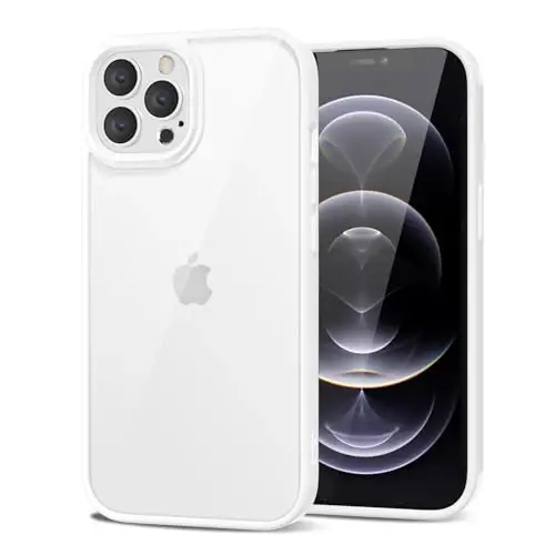LoeoeL for iPhone 12 Pro/ 12 Case Clear, Transparent Hybrid 12 Pro/ 12 Phone Case [Hard Plastic & Soft Silicone Bumper] Acrylic Non Yellowing Thin Slim Protective Cover for Women, White 