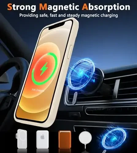 FNTCASE for iPhone 12 Phone Case: for iPhone 12 Pro Magnetic Matte Textured Military Grade Drop Protection Translucent Cell Cover - Slim Durable Shockproof Protective Bumper - 4