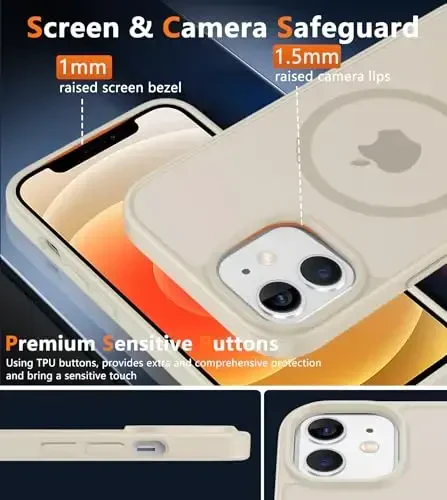 FNTCASE for iPhone 12 Phone Case: for iPhone 12 Pro Magnetic Matte Textured Military Grade Drop Protection Translucent Cell Cover - Slim Durable Shockproof Protective Bumper - 6