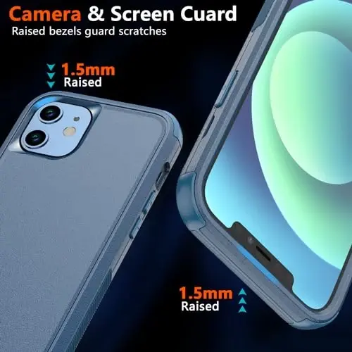 iPhone 12 uchun Diverbox g'ilofi, iPhone 12 magnitli g'ilofi [ekran himoyachisi va kamera linzalari himoyachisi bilan] 2 dona [15 FT harbiy darajadagi tushishdan himoya] og'ir yukga bardoshli zarbga chidamli telefon g'ilofi (ko'k) - 4