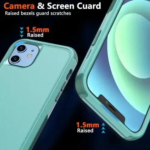 iPhone 12 uchun Diverbox g'ilofi, iPhone 12 magnitli g'ilofi [ekran himoyachisi va kamera linzalari himoyachisi bilan] 2 dona [15 FT harbiy darajadagi tushishdan himoya] Zo'r zarbga chidamli telefon g'ilofi (Teal) - 4